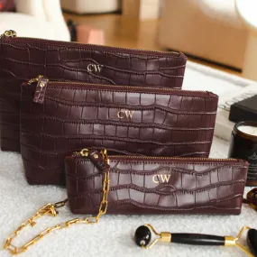 Munich Medium Pouch | Burgundy Croc