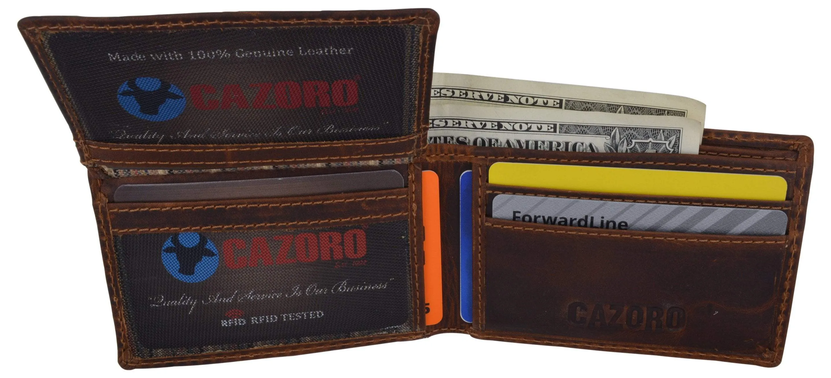 New Small Mens RFID Vintage Leather Bifold Slim Credit Card ID Wallet by Cazoro