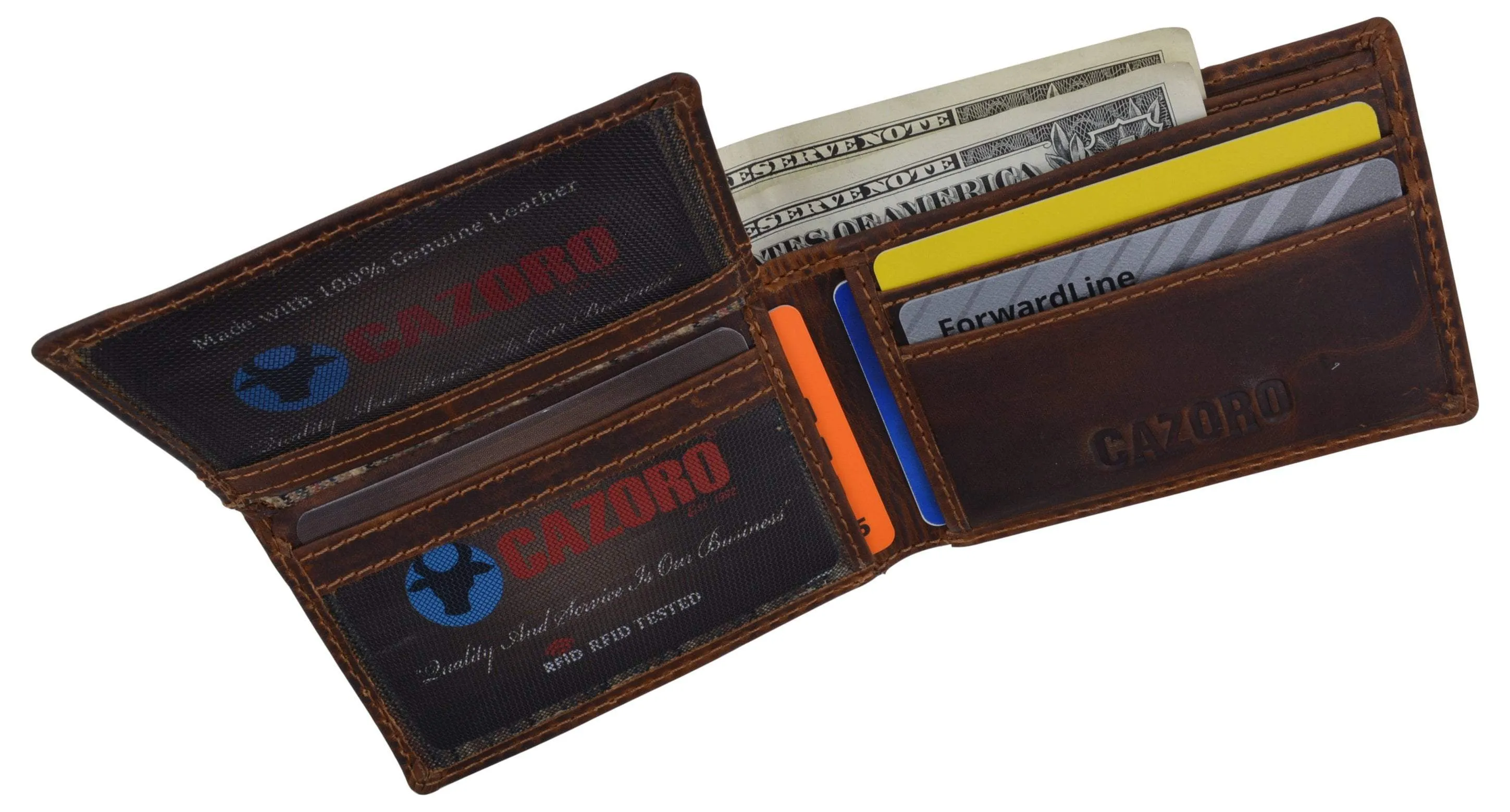 New Small Mens RFID Vintage Leather Bifold Slim Credit Card ID Wallet by Cazoro