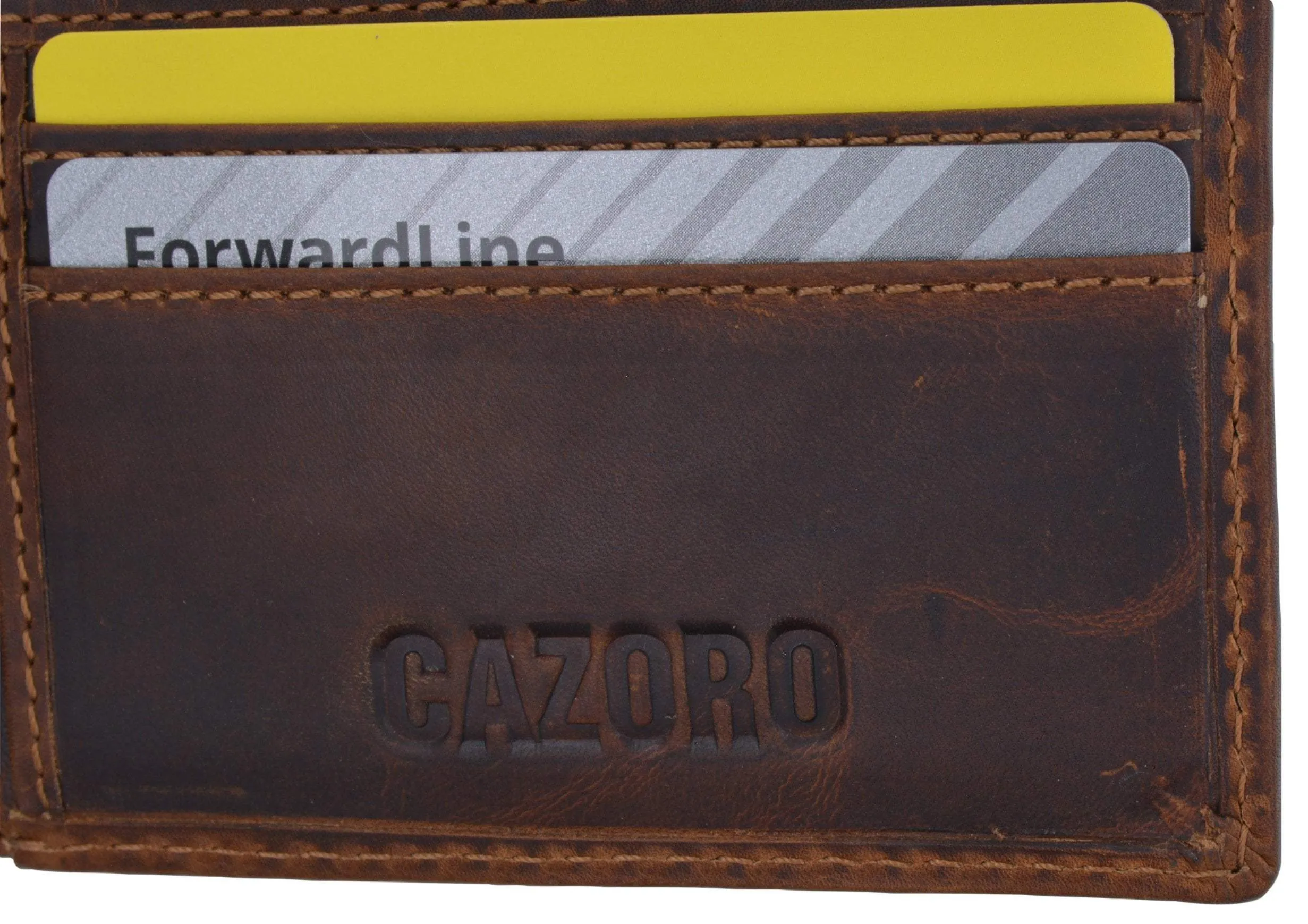 New Small Mens RFID Vintage Leather Bifold Slim Credit Card ID Wallet by Cazoro