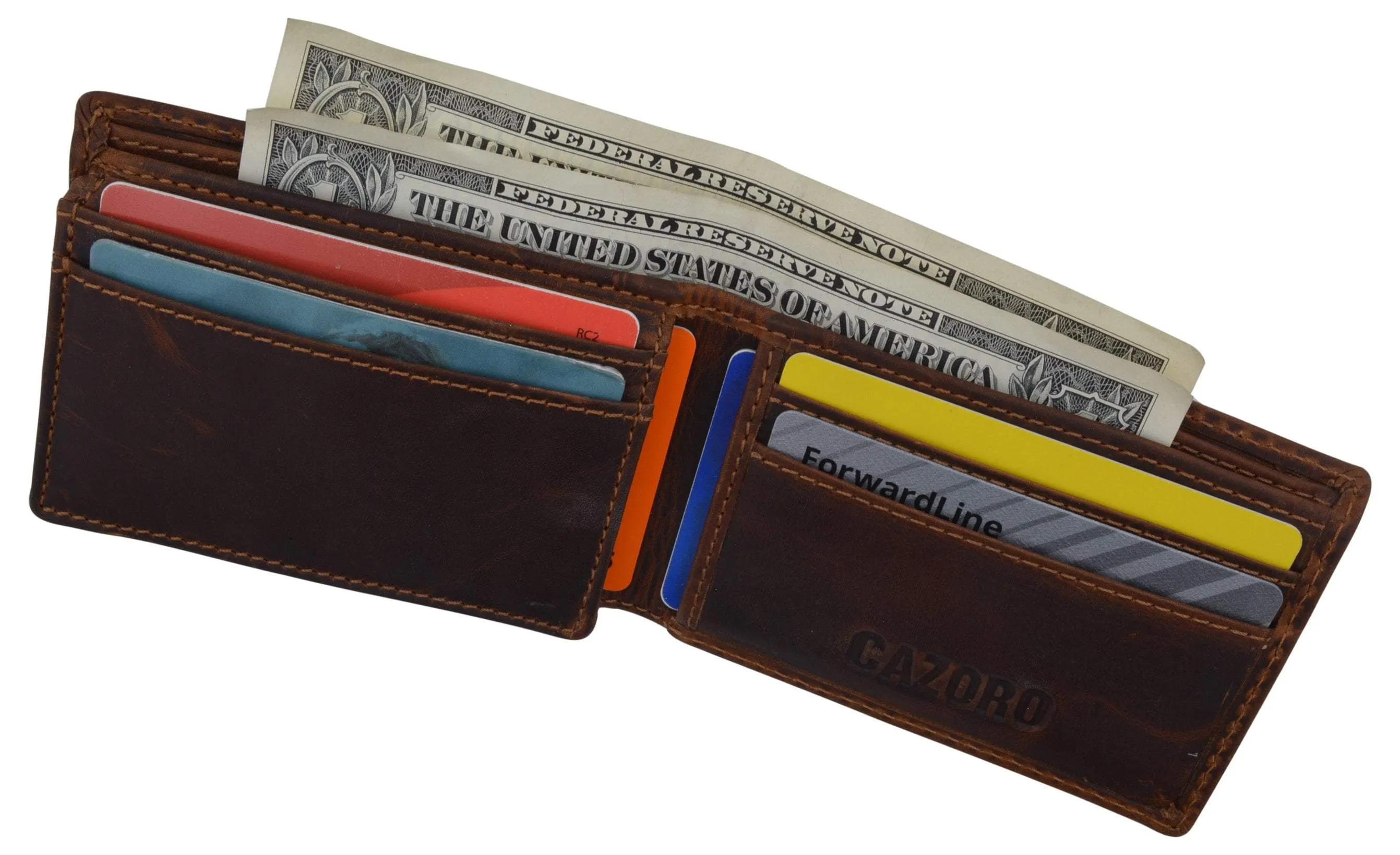 New Small Mens RFID Vintage Leather Bifold Slim Credit Card ID Wallet by Cazoro