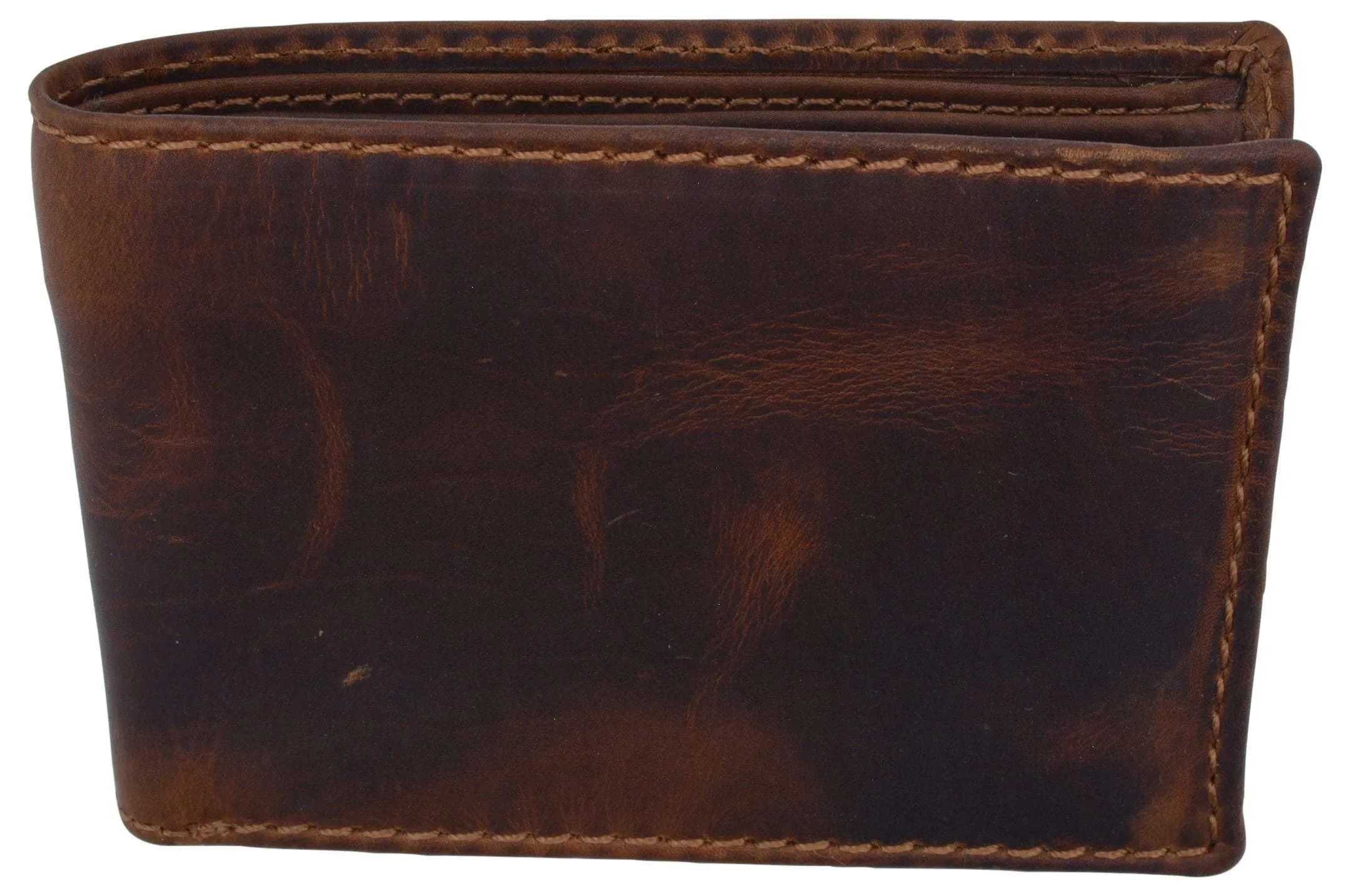 New Small Mens RFID Vintage Leather Bifold Slim Credit Card ID Wallet by Cazoro