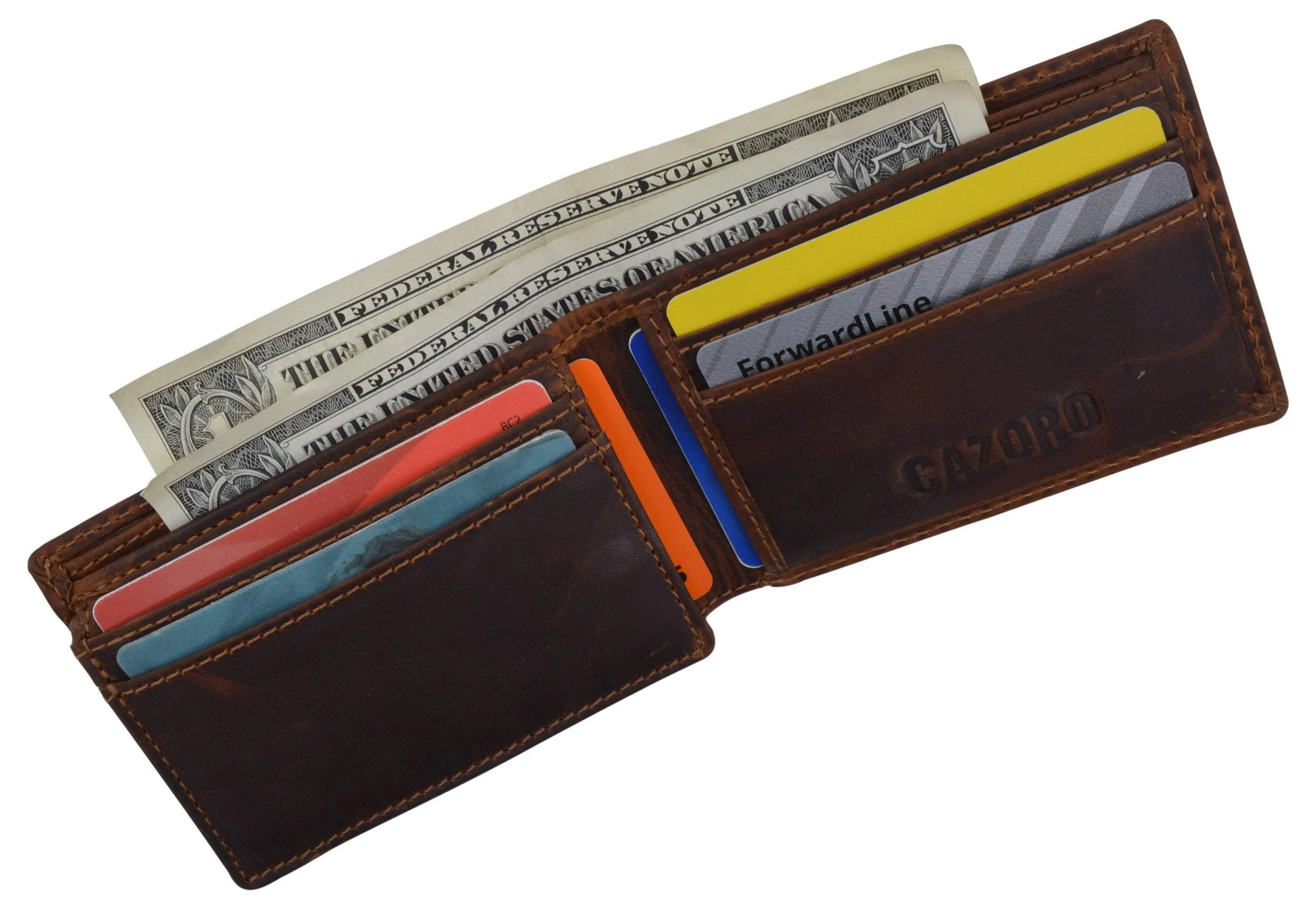 New Small Mens RFID Vintage Leather Bifold Slim Credit Card ID Wallet by Cazoro
