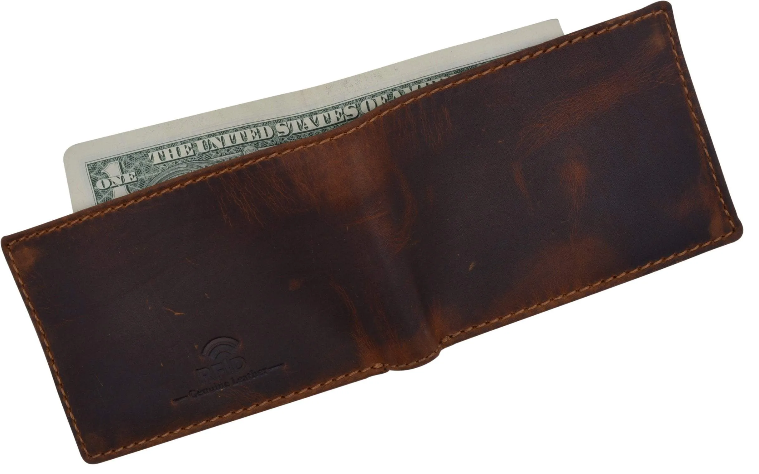 New Small Mens RFID Vintage Leather Bifold Slim Credit Card ID Wallet by Cazoro