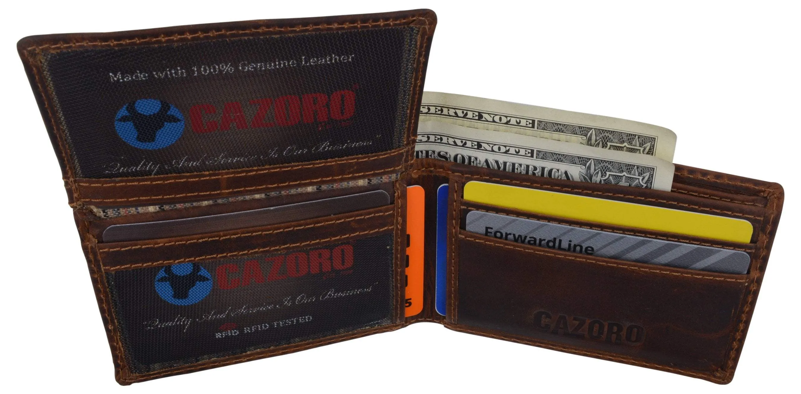 New Small Mens RFID Vintage Leather Bifold Slim Credit Card ID Wallet by Cazoro