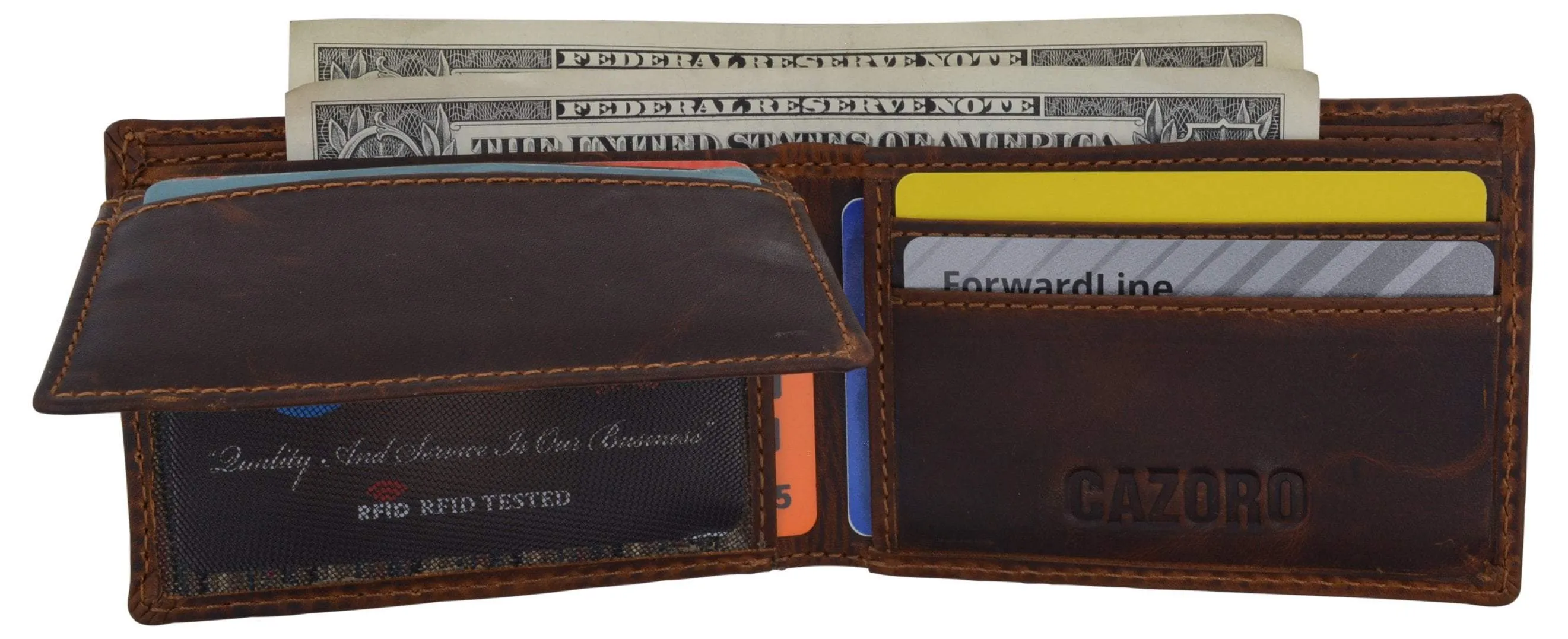 New Small Mens RFID Vintage Leather Bifold Slim Credit Card ID Wallet by Cazoro