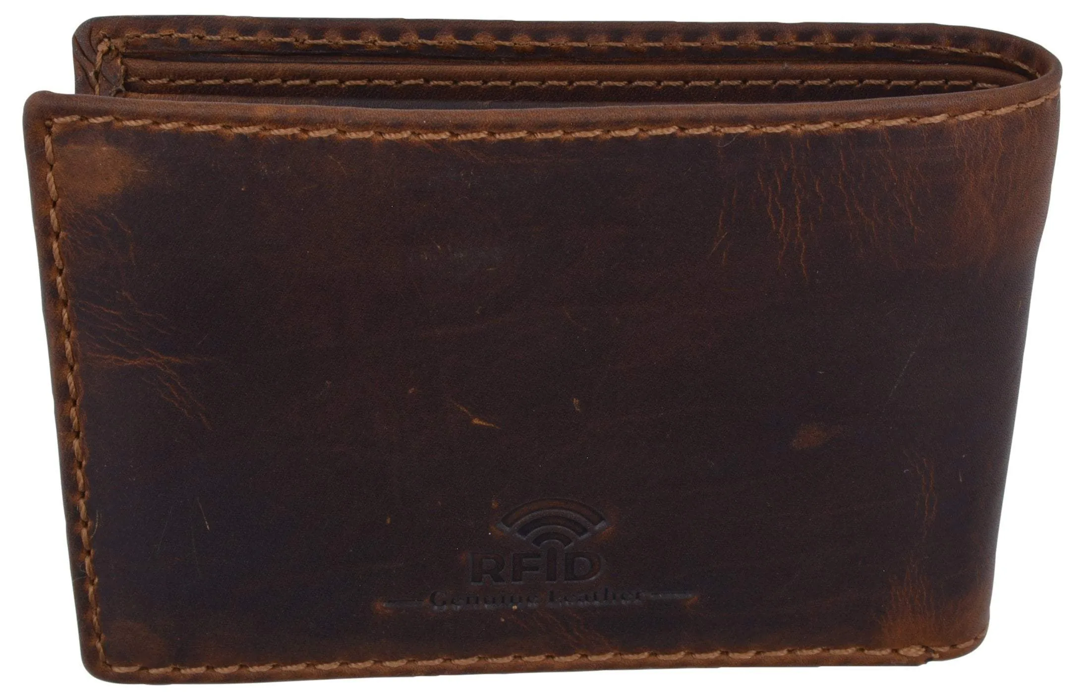 New Small Mens RFID Vintage Leather Bifold Slim Credit Card ID Wallet by Cazoro