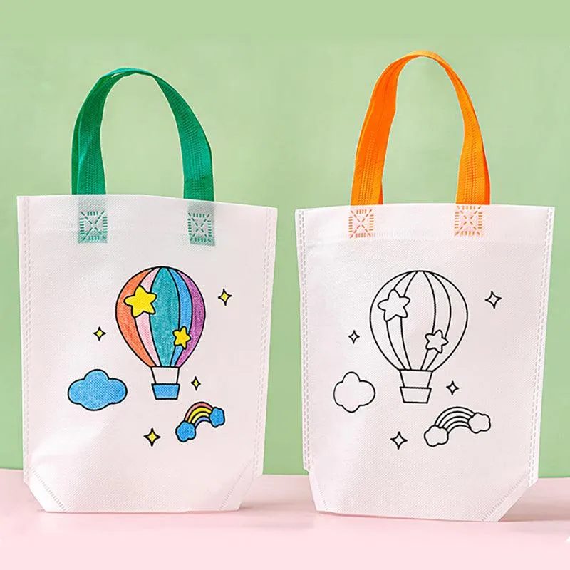 Non-woven fabric DIY graffiti coloring tote bag creative hand-made art graffiti storage portable