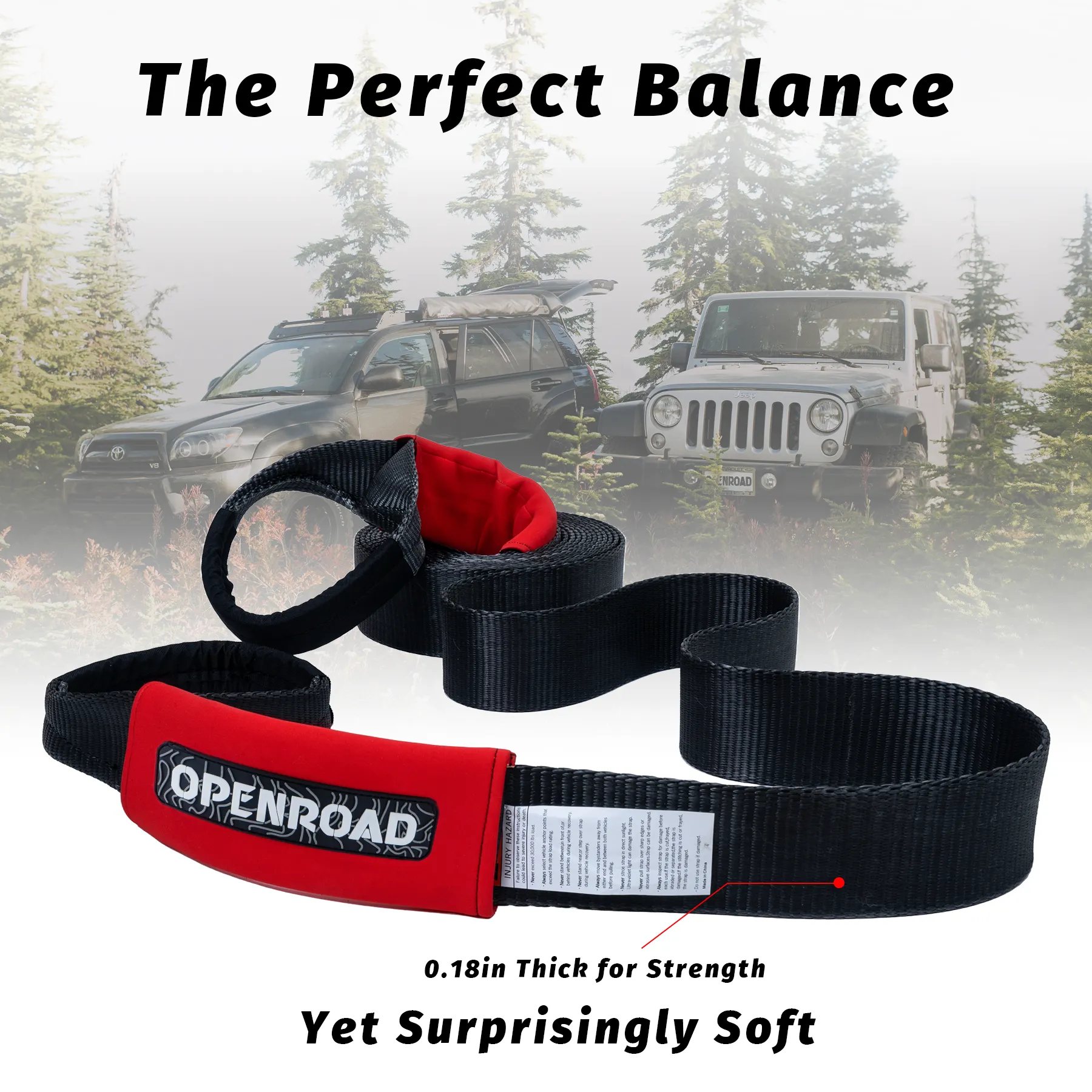 OPENROAD Nylon Heavy Duty Tow Strap Recovery Strap 3" x 30 ft (30,000 lbs) Snatch Strap,  Storage Bag