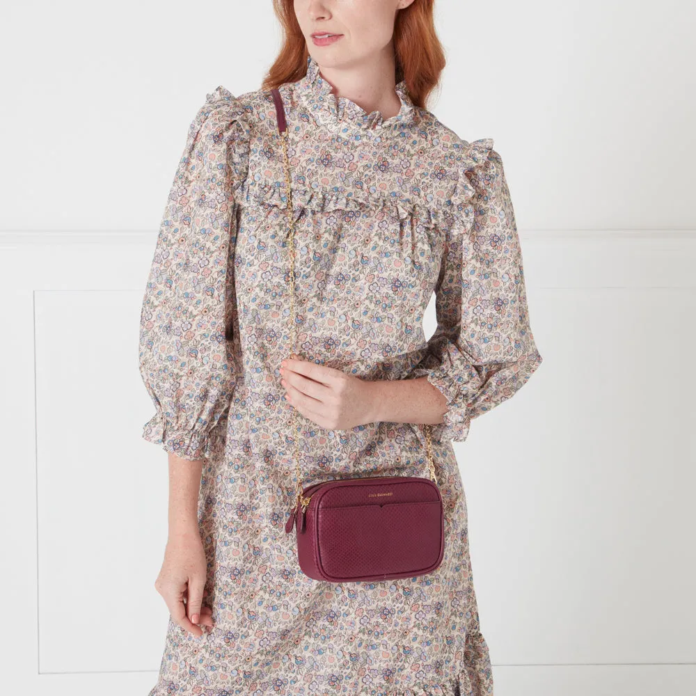 PEONY SNAKE EMBOSSED LEATHER CLARA CROSSBODY BAG