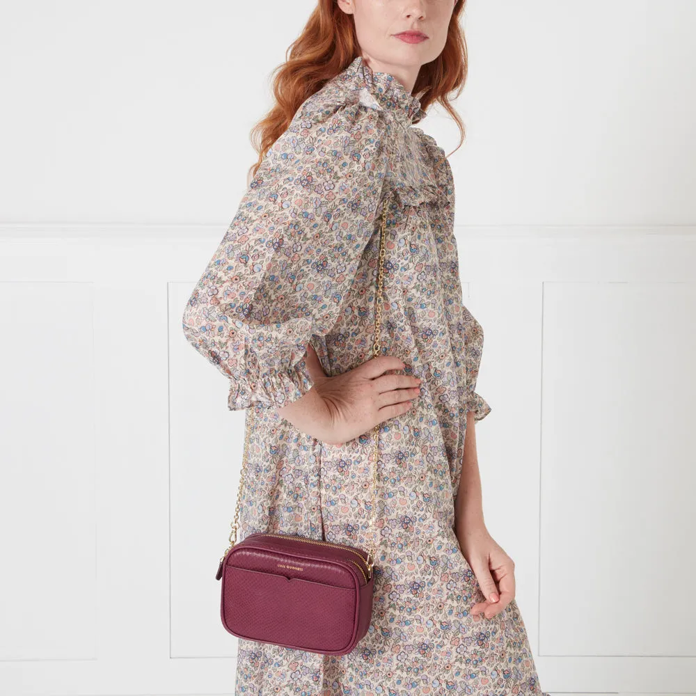 PEONY SNAKE EMBOSSED LEATHER CLARA CROSSBODY BAG