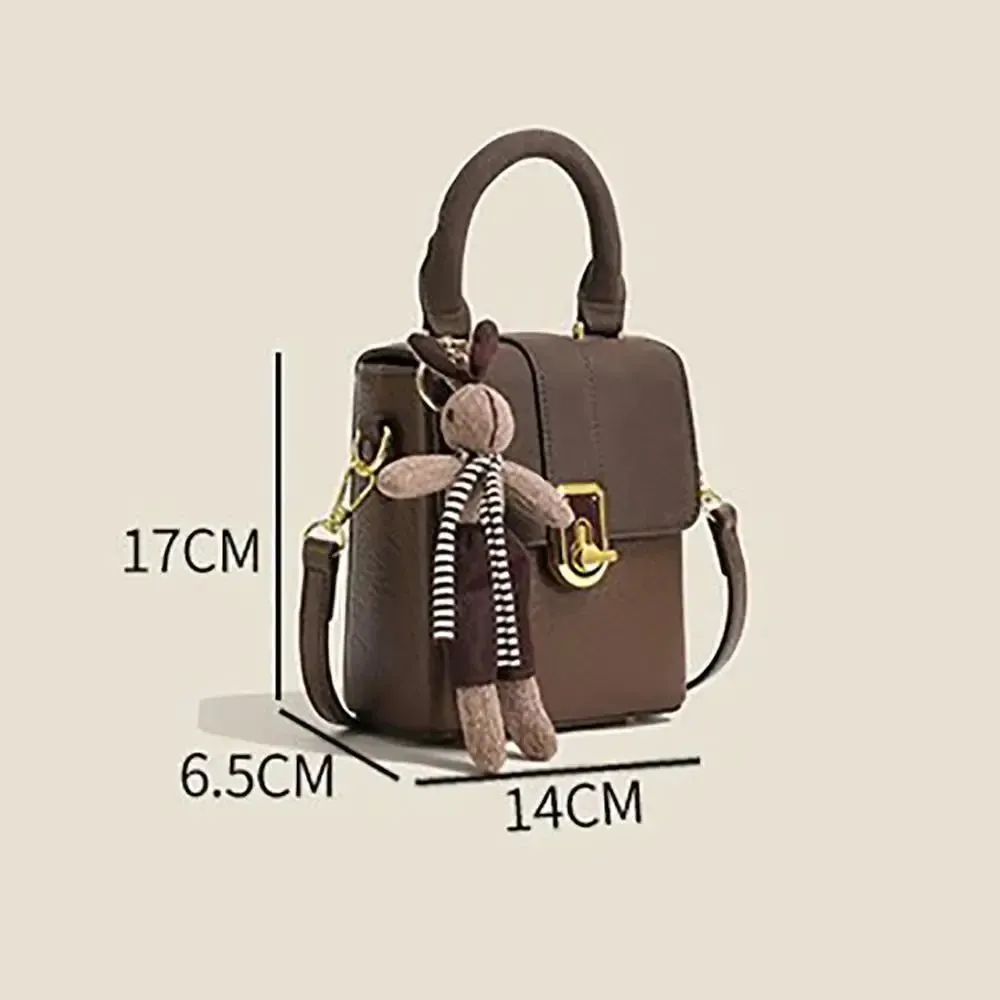 PU Leather Saddle Bag Handbag Square Crossbody Bag Portable Shoulder Bag