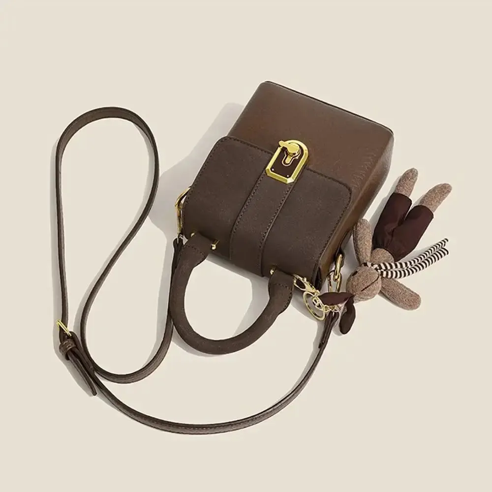 PU Leather Saddle Bag Handbag Square Crossbody Bag Portable Shoulder Bag