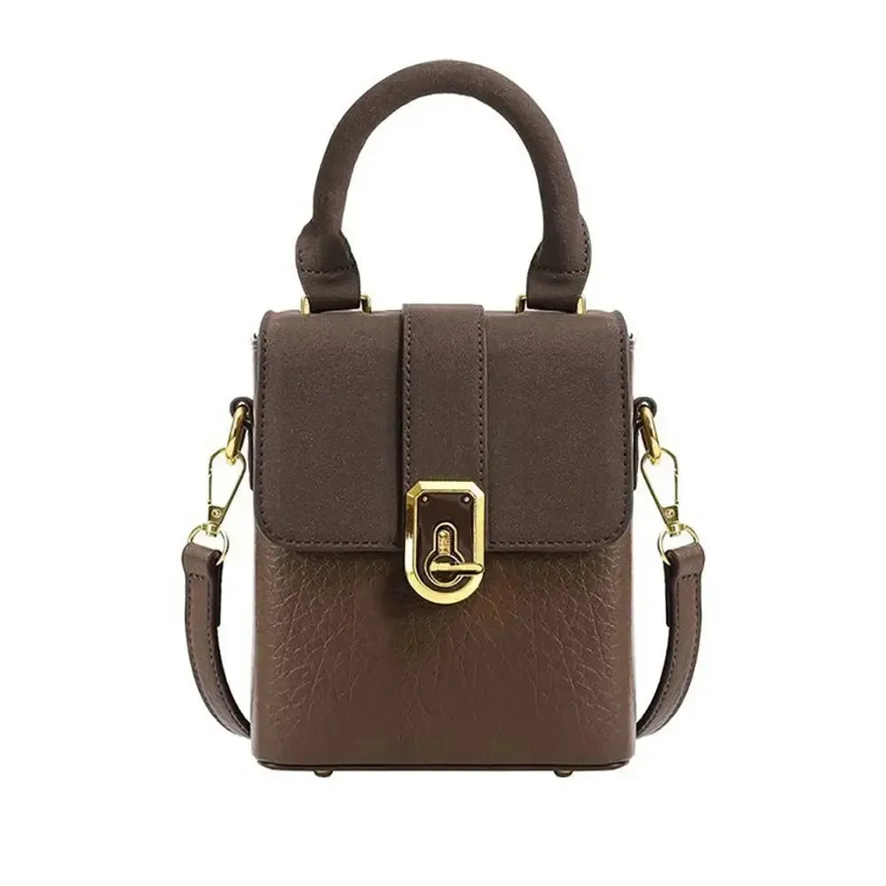 PU Leather Saddle Bag Handbag Square Crossbody Bag Portable Shoulder Bag