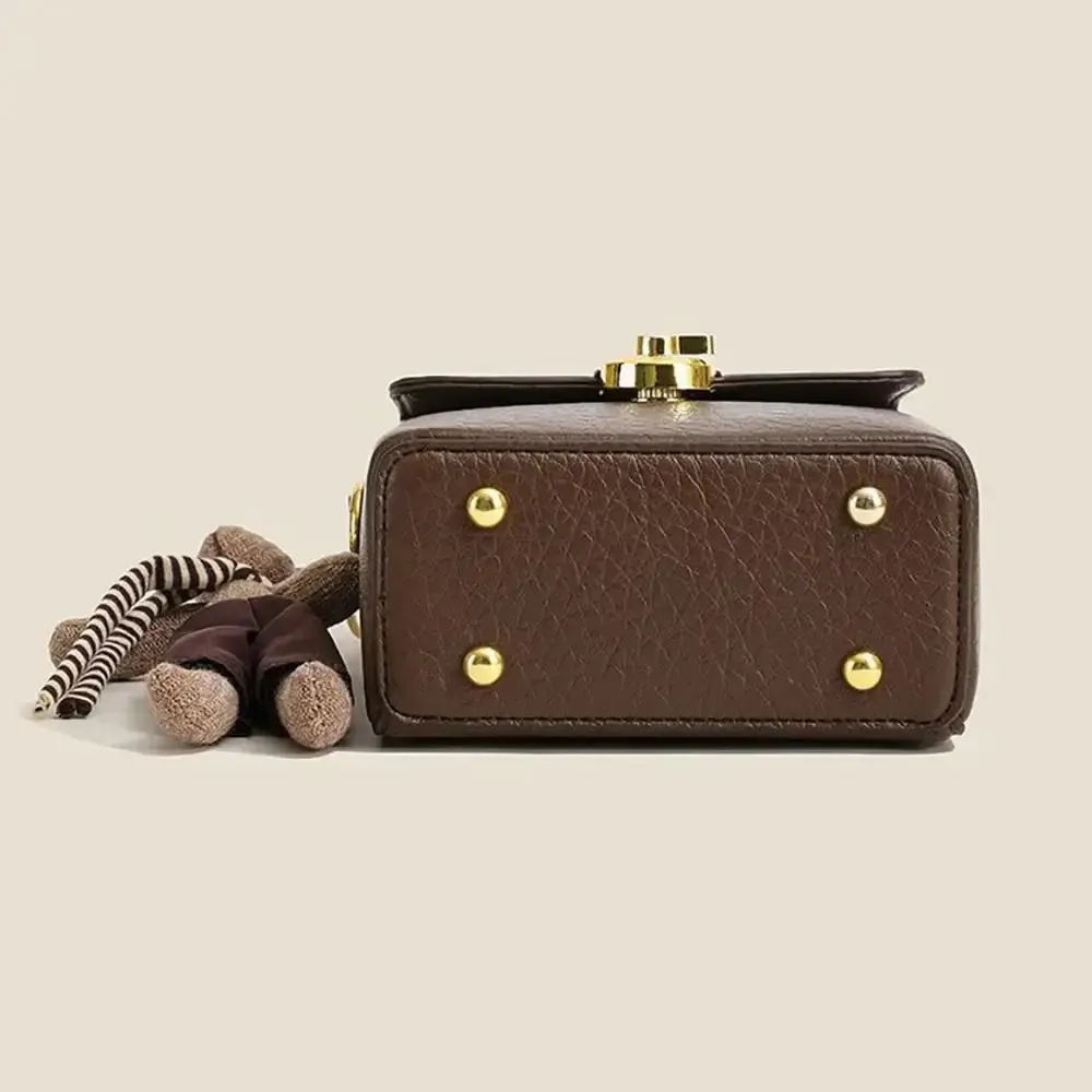 PU Leather Saddle Bag Handbag Square Crossbody Bag Portable Shoulder Bag
