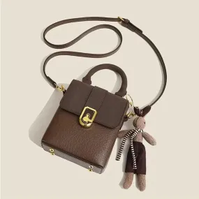 PU Leather Saddle Bag Handbag Square Crossbody Bag Portable Shoulder Bag