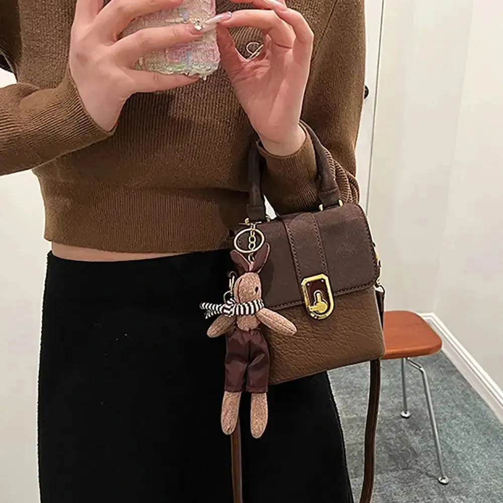 PU Leather Saddle Bag Handbag Square Crossbody Bag Portable Shoulder Bag