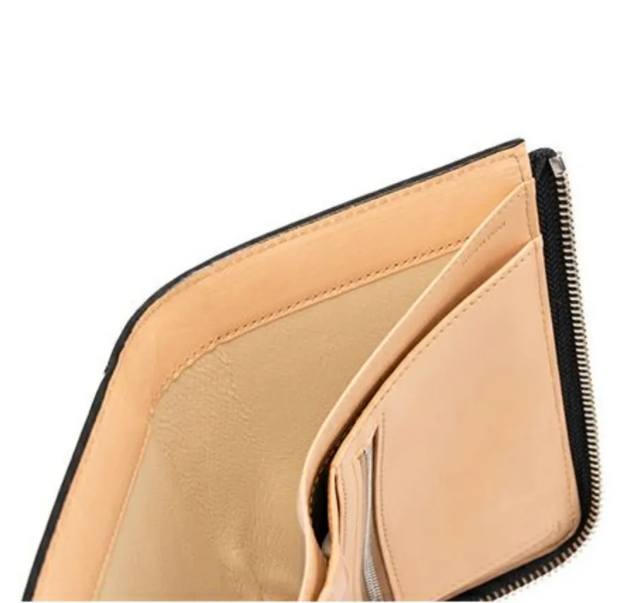 RS & Vegetable Tanning Bi-fold L-shaped Zipper Wallet