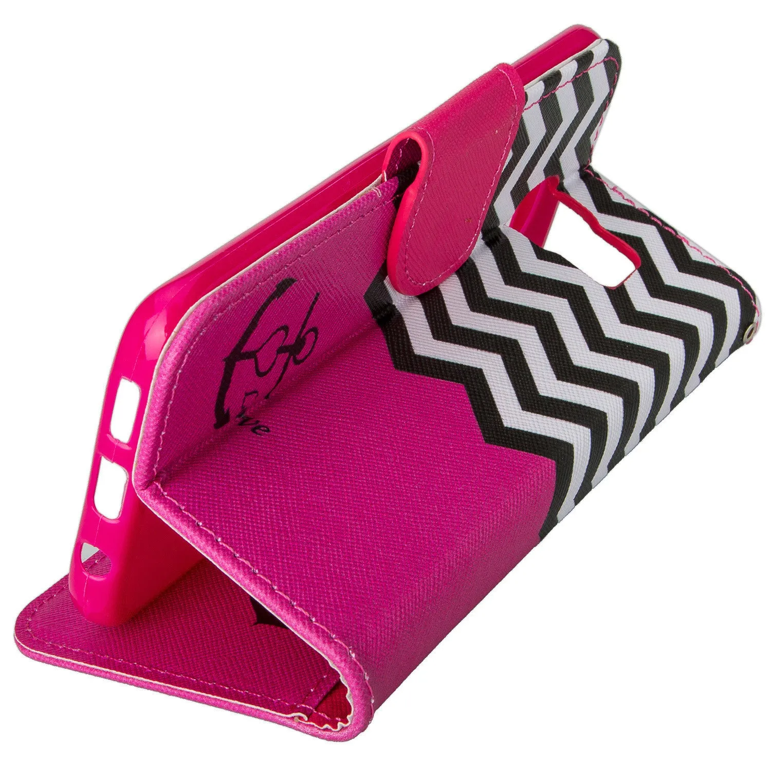 Samsung Galaxy S7 Edge Wallet Case, Wrist Strap Pu Leather Magnetic Flip Fold[Kickstand] with ID & Card Slots for Galaxy S7 Edge - Hot Pink Anchor