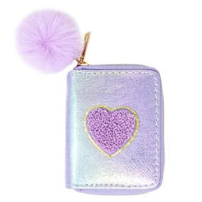 Shiny Heart Patch Wallet - Lavender