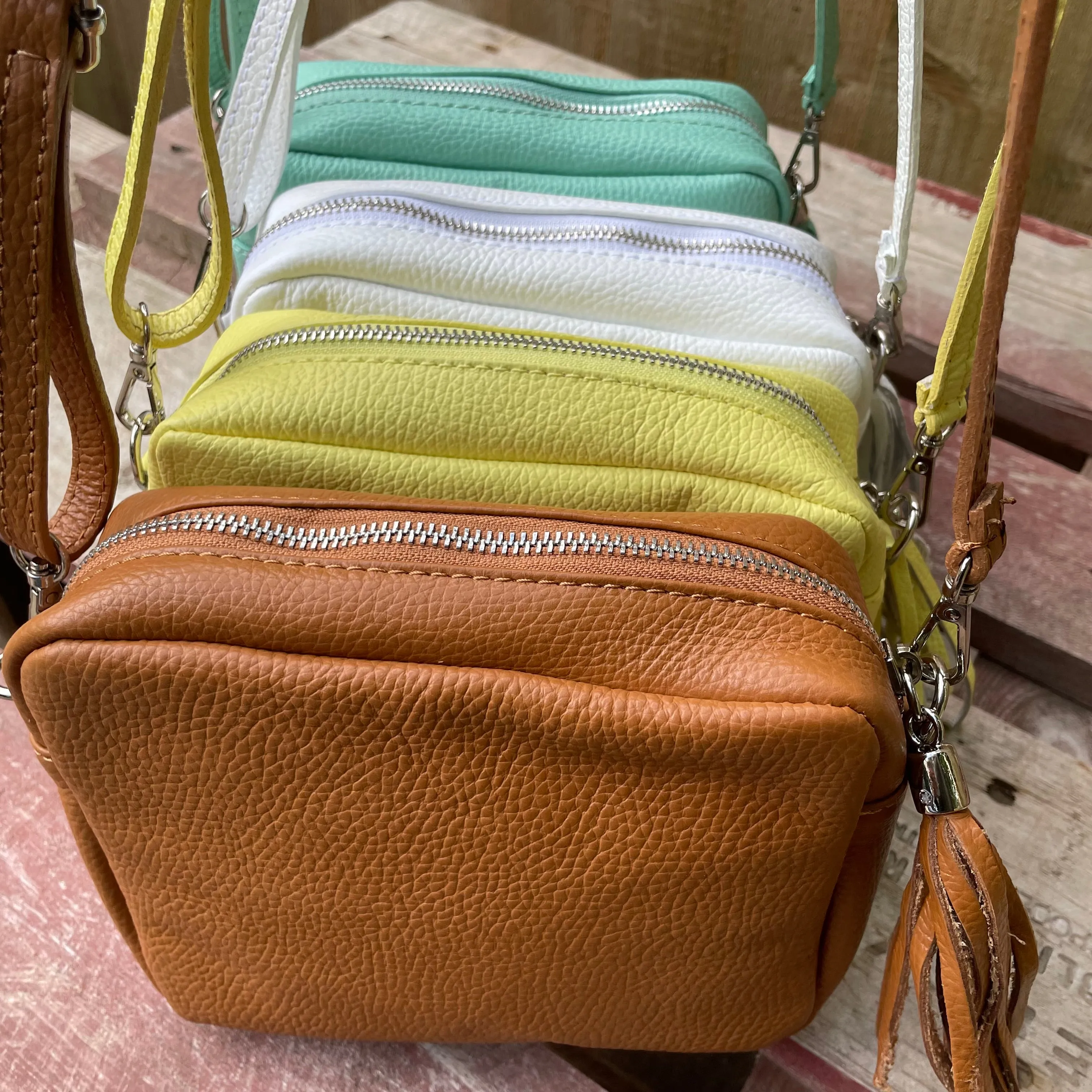 Small Leather Camera Bag - Brown