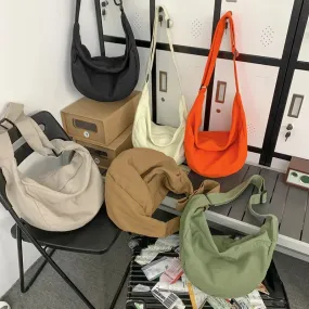 Sohiwoo Large Capacity Casual Canvas Crossbody Bags For Women Simple Shopping Tote Bag Men Student School Shoulder Bag Travel Bookbag