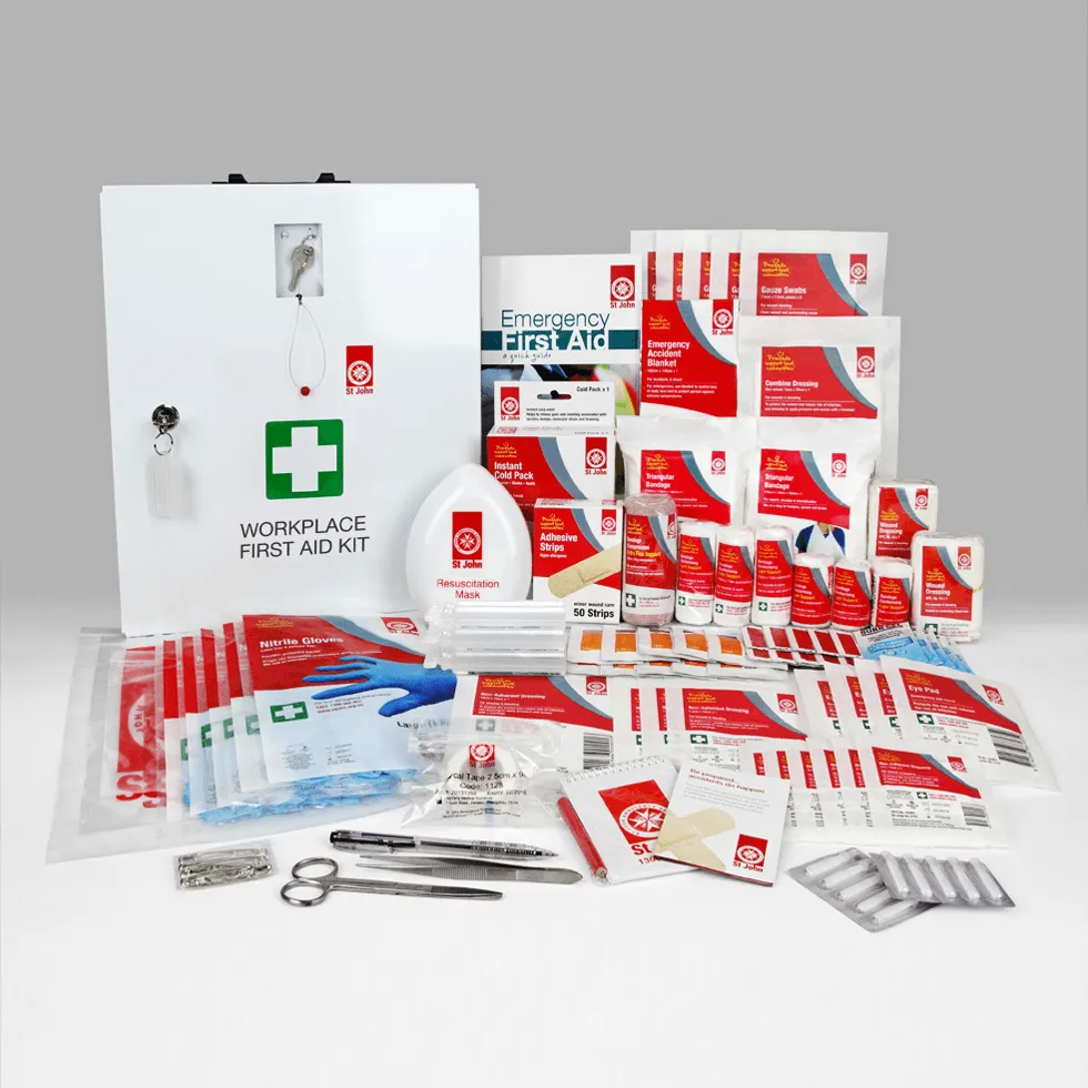 St John Ambulance First Aid Kit WorkPlace Wall Mount Metal Box Cabinet Office