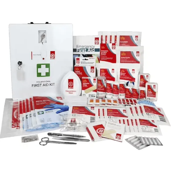 St John Ambulance First Aid Kit WorkPlace Wall Mount Metal Box Cabinet Office
