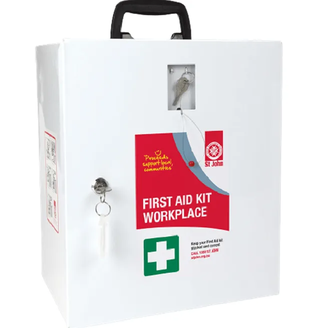 St John Ambulance First Aid Kit WorkPlace Wall Mount Metal Box Cabinet Office