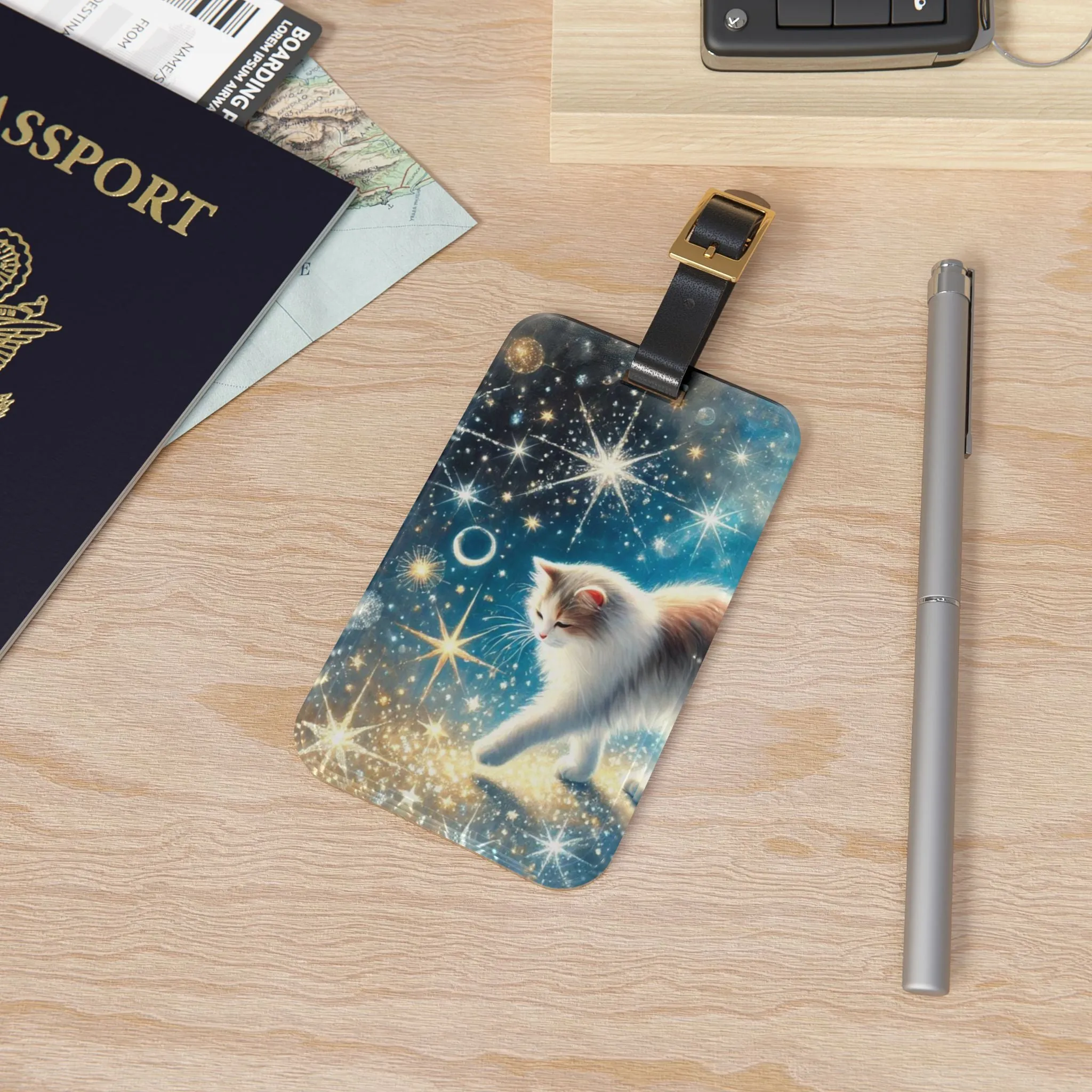 Starry Walk - Cat Lover - Luggage Tag - Travel Gift