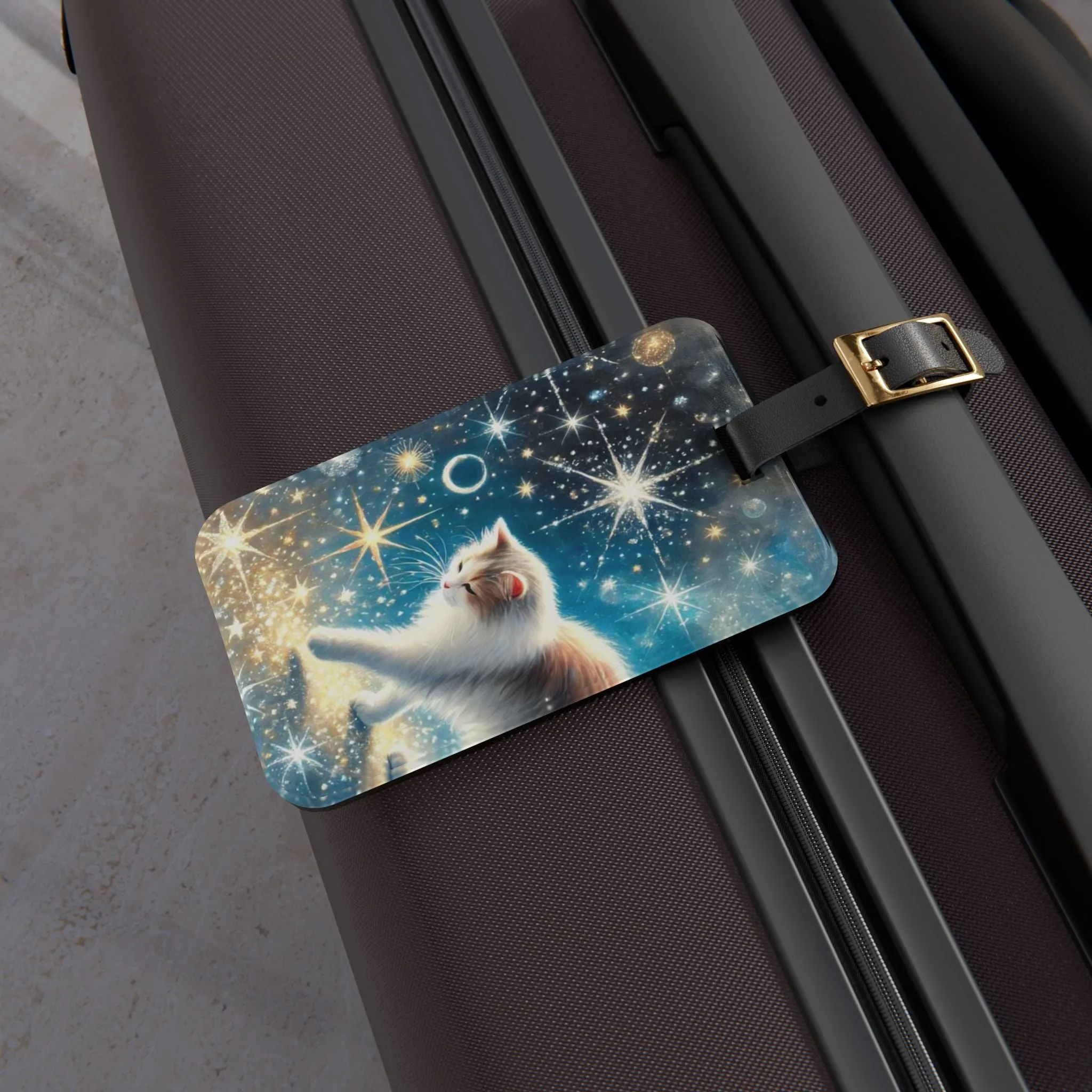 Starry Walk - Cat Lover - Luggage Tag - Travel Gift