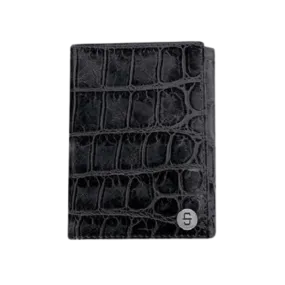 Stetson Black Crocodile Print Trifold Wallet
