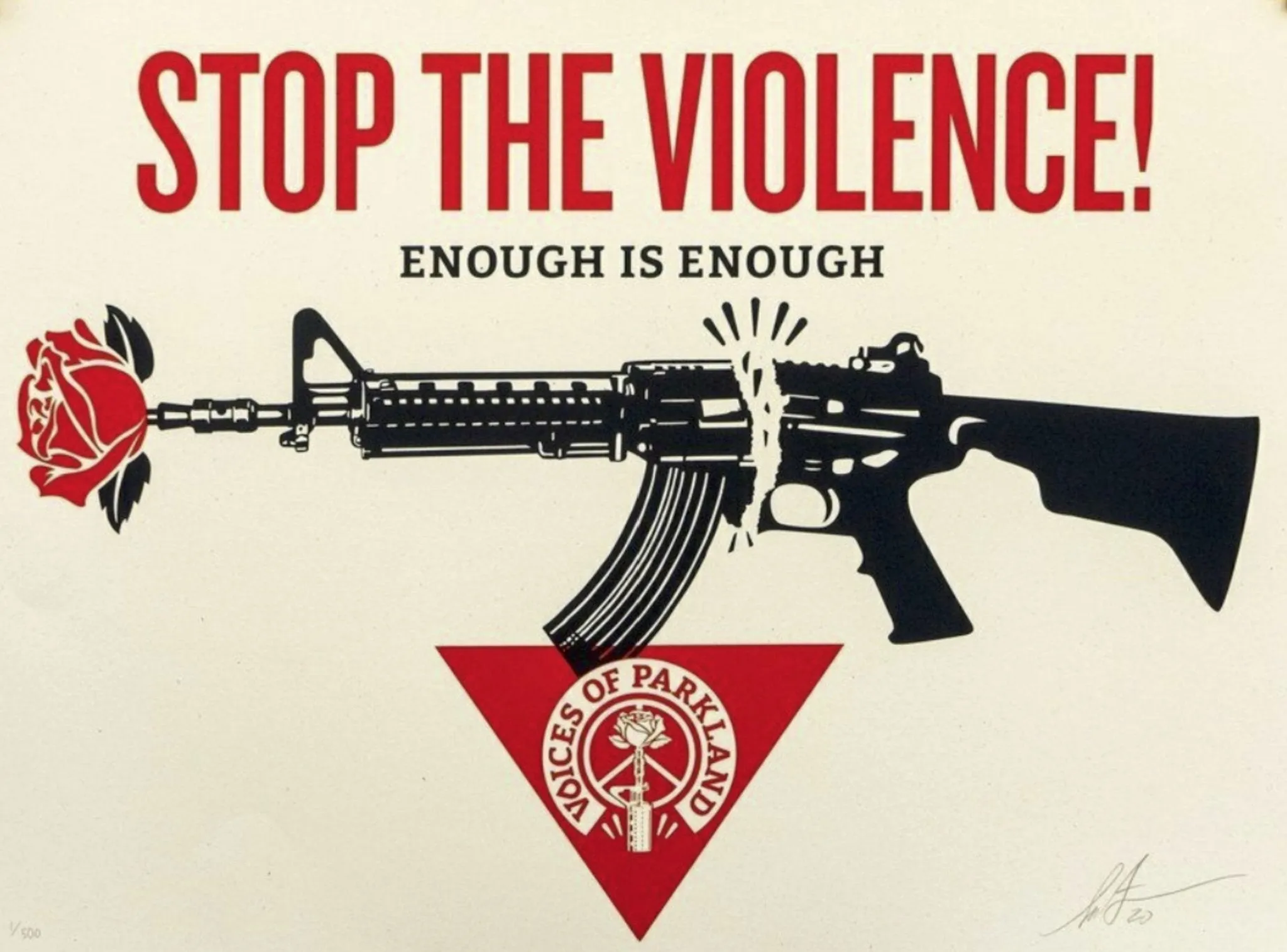 Stop The Violence! Voices of Parkland Silkscreen Print by Shepard Fairey- OBEY