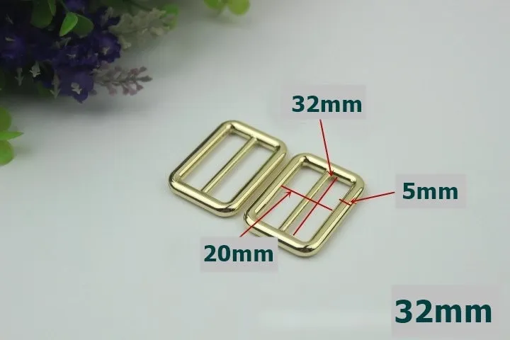 Strap Slider Bag Hardware Rectangle Double Loop Metal Buckle Adjuster Adjuster Gold Silver Gunmetal Bronze Purse Handbag Making Bulk