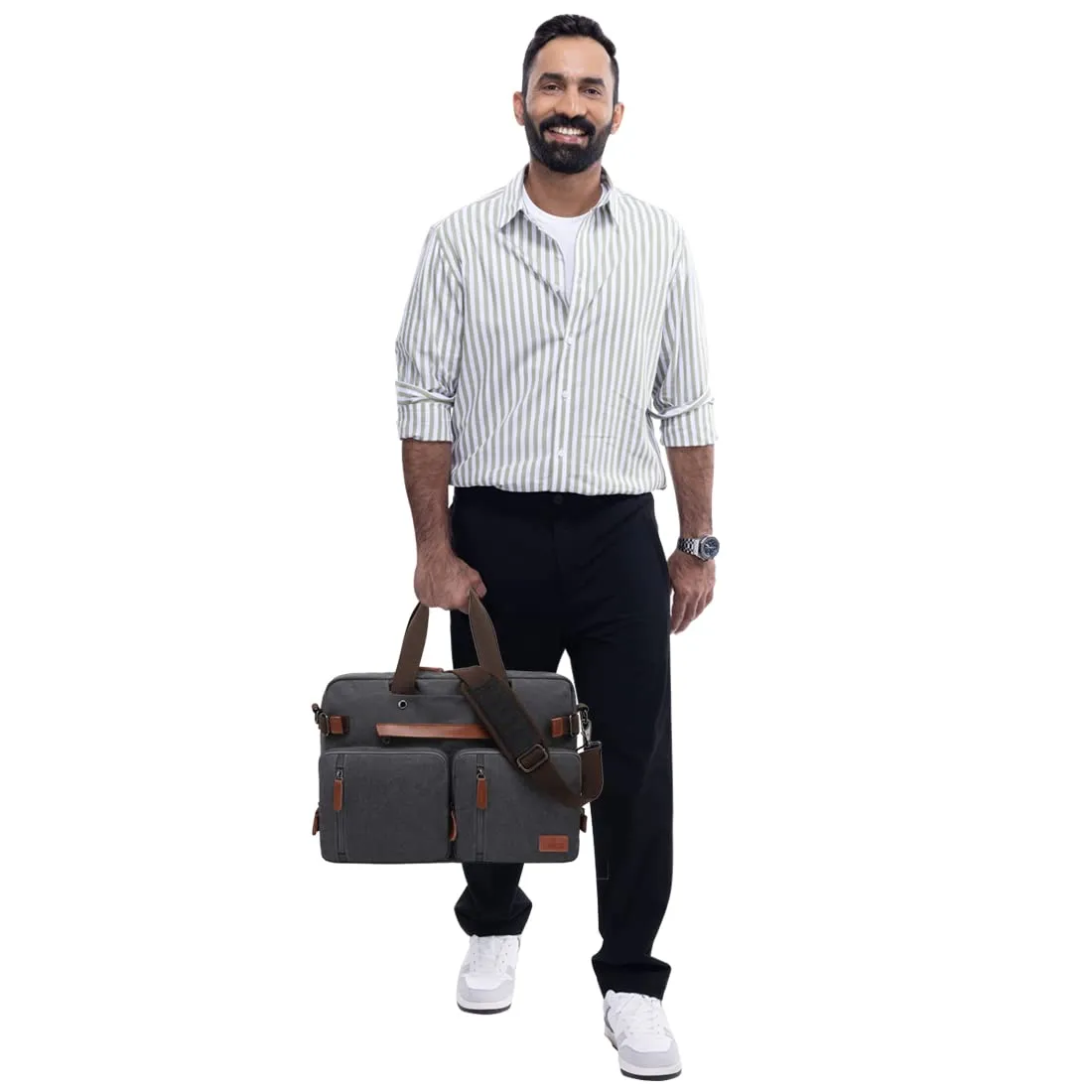 THE CLOWNFISH 3 in 1 Convertible Laptop Backpack | Messenger Bag | 15.6 inch | Grey