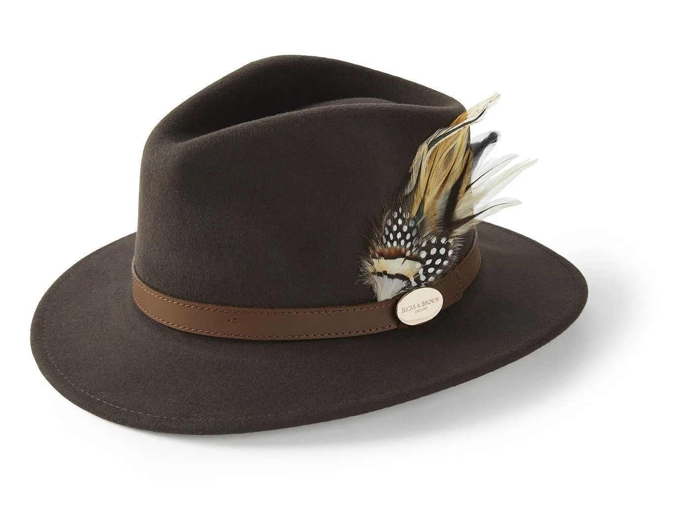 The Suffolk Fedora in Dark Brown (Fawn Feather)