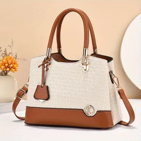 Women's Elegant Fashion  Handbag Tote With Multi-Layer Pockets, Faux Leather, Ideal For Work, Commuting
