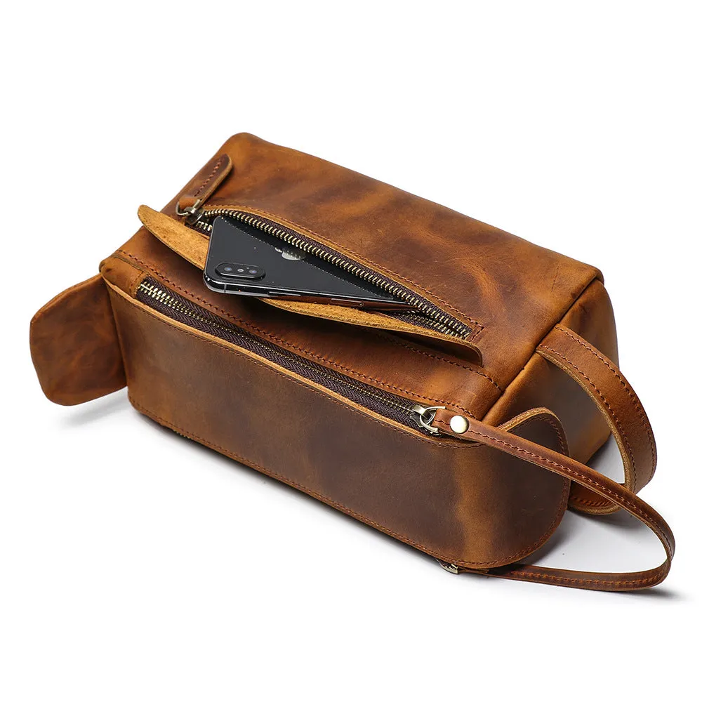 Womens Genuine Leather Makeup Bags Wristlet Wallet That Holds Phone for Women