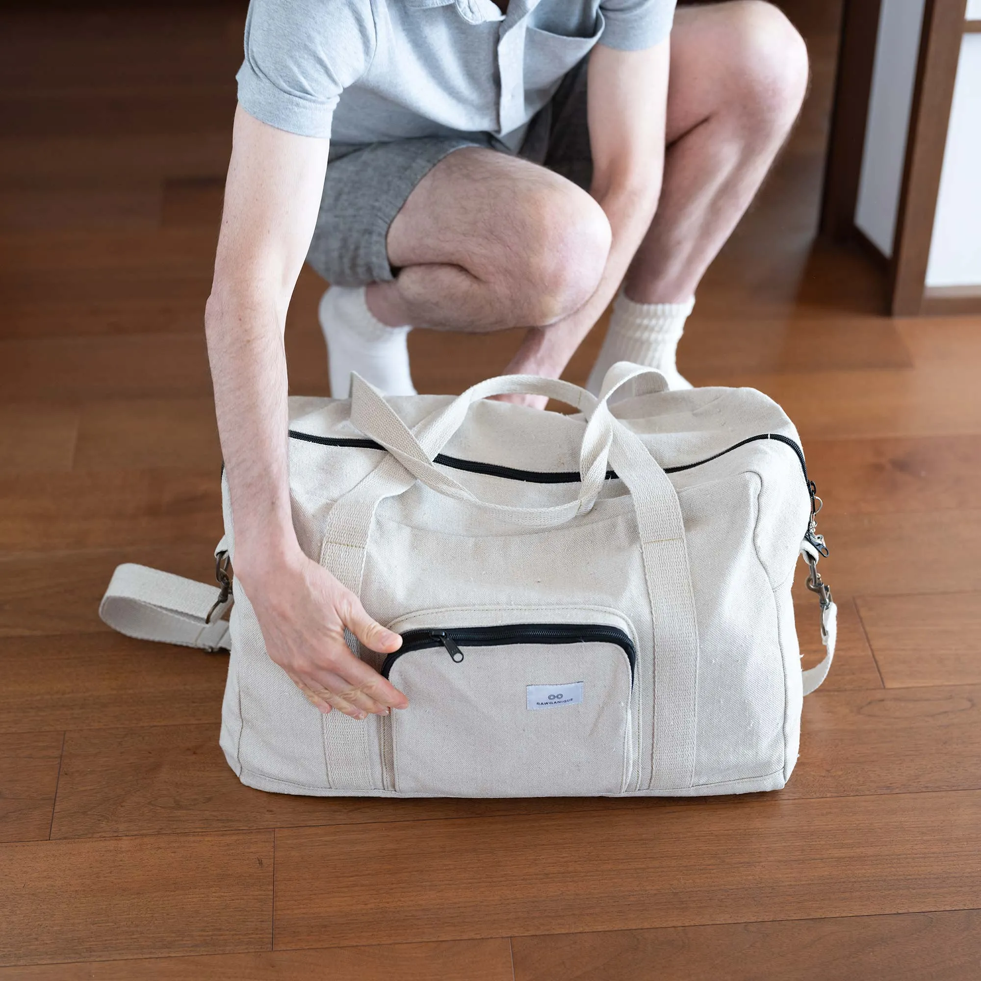 WORLD EXPLORER 100% Organic Hemp Duffel Bag (20x12.5x9) (Plastic-free)