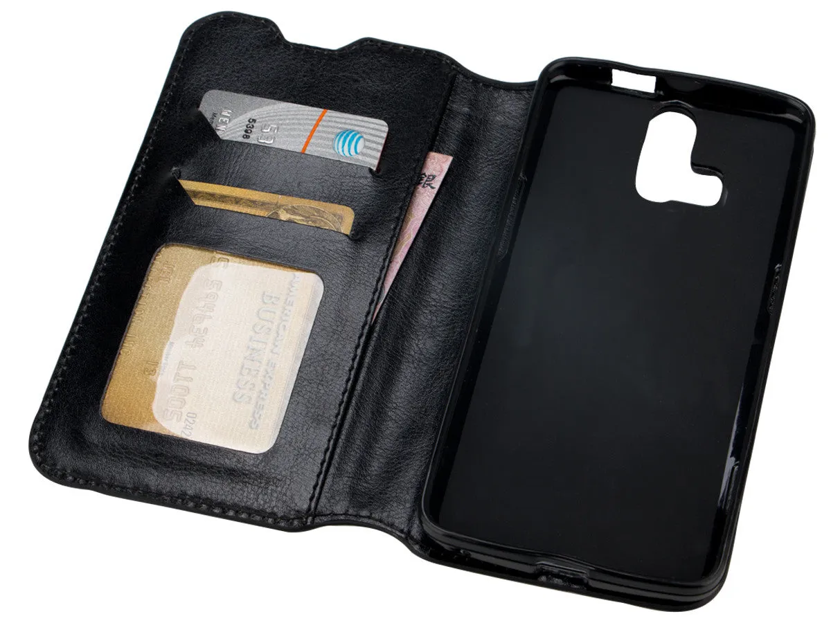 ZTE Axon Pro Wallet Case, Slim Flip Folio [Kickstand] Pu Leather Wallet Case with ID & Card Slots & Pocket - Black